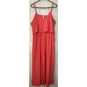 Zenana Ribbed Double Layer Jumpsuit Deep Coral Xlarge New
